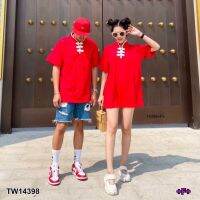 W12(14398)?T-shirt เสื้อแขนสั้นคอจีนแต่งกระดุมจีน ใส่เป็นเดรสได้ ใส่ได้ทั้งผู้หญิงผู้ชาย