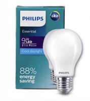 หลอดไฟLED PHILIPS PHI-BULB-ESS-E27 หลอดไฟ LED ขั้ว E27 ESS 9W 100-250V แสงขาวDL Lumen950