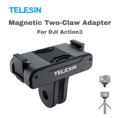 TELESIN For DJI Action 3 Magnetic Two Claw Adapter 1/4 Thread Universal Port For DJI Action 3 /DJI Action 2 Camera Accessories