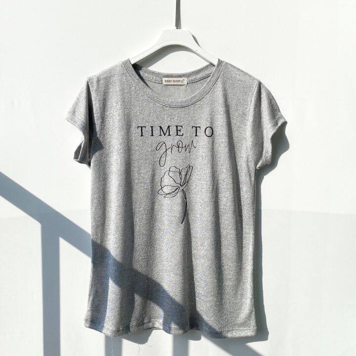 เสื้อยืดสกรีนอักษร-time-to-grow-อก-36-ยืดได้ถึง-42