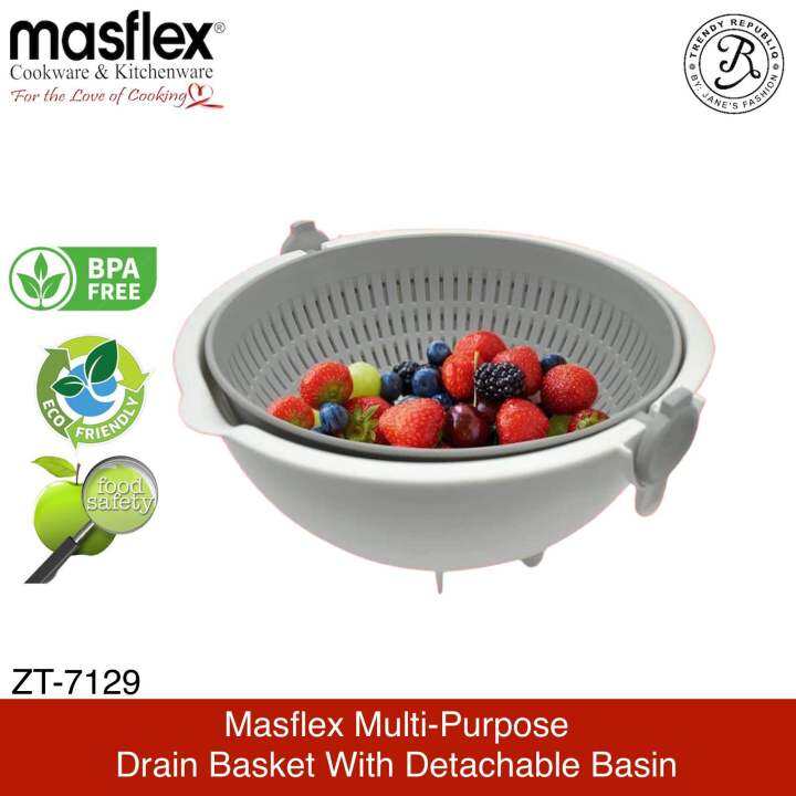 Masflex Multi-Purpose Drain Basket Food Strainer Colander With ...