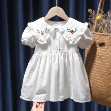 White cotton 2025 baby dress