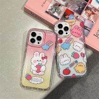 เคสนิ่มทีพียู For iPhone 14 13 12 11 Pro Max X XR XS 7 8 6 6s Plus นุ่มโปร่งใสถุงลมนิรภัยกันกระแทกการ์ตูนกระต่าย