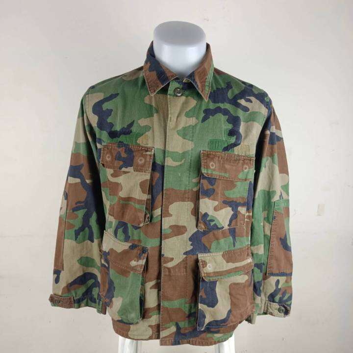 Y171 เสื้อกองทัพสหรัฐ(ของแท้) อก 42 ลายWoodland ผ้าหนา (อ่านรายละเอียด ...