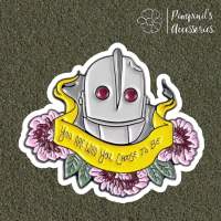 ʕ •ᴥ•ʔ ✿ พร้อมส่ง : เข็มกลัดลายหุ่นยนต์และดอกไม้ | “YOU ARE WHO YOU CHOOSE TO BE” Robot &amp; Flowers Enamel Brooch Pin.