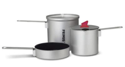 PRIMUS Essential TREK POT SET  0.6L +1.0L -Sturdy Packable Pot And Pan (Pan = Non-stick ceramic coating) ชุดหม้อพร้อมกระทะ ขนาด 1ลิตร