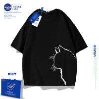 เสื้อทีเชิ้ตสีดำ NASA เสื้อทีเชิ้ตเด็กผู้ชายเด็กแบรนด์ฮิตแบบใหม่2023คอตตอนแท้ฤดูร้อนเด็กผู้หญิงแขนสั้นเสื้อผ้าฤดูร้อนเด็กผู้ชาย