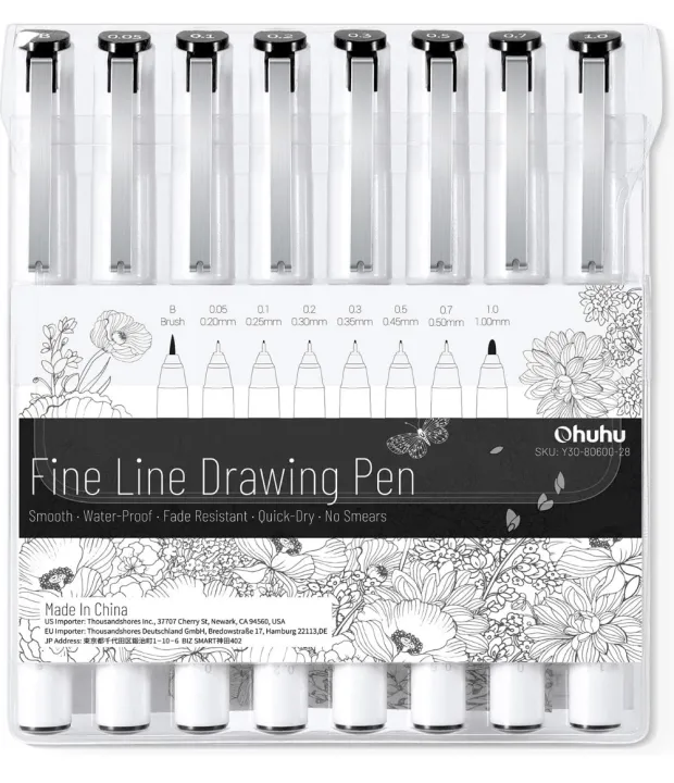 Ohuhu Fineliner Drawing Pen, 8 Count Y30-80600-28