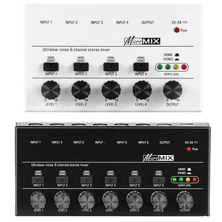 4 6 Channels Stereo Mixer Ultra LowNoise Sound Mixer Microphone Mixer