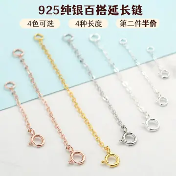 20pcs Stainless Steel Extender Chain With Tail Charm Rose Gold