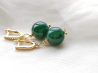 ต่างหูหินเขียวเหนี่ยวทรัพย์ green agate