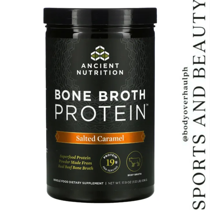 Dr. Axe/Ancient Nutrition, Bone Broth Protein, Salted Caramel, 1.12 lb ...