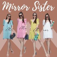 ?ป้าย Mirrorsister เดรสสั้นแขนพองตุ๊กตา ชายแขนปักฉลุ