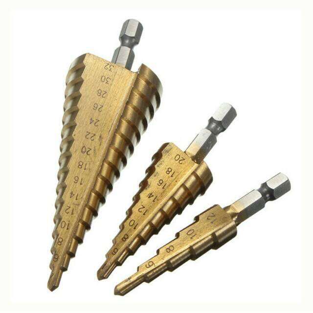 Mata Bor Plat Besi Titanium Pagoda Multi Step Set Pcs The Drill Bit