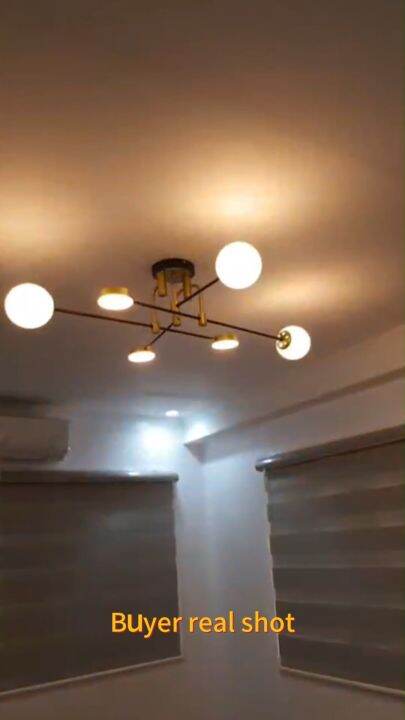 【Manila Stock】Tricolor Modern Chandelier Ceiling Light Bedroom Center ...