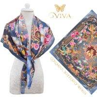 ผ้าพันคอ รุ่น Cupids Paradise Scarf เนื้อผ้า Silky Satin Velvet Premium : Color : Gray