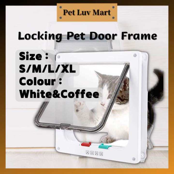 4Way Locking Pet Door Frame Lockable Dog and Gate Cat Flap Door Dog