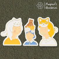 ʕ •ᴥ•ʔ ✿ พร้อมส่ง : เข็มกลัดเซ็ททาสหมาและทาสแมว | Dog &amp; Cat Lover Enamel Brooch Pin Set.