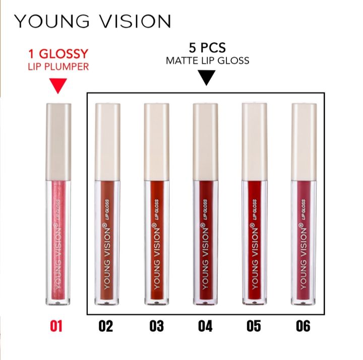 young-vision-ลิปกลอส-6-สี-ลิปกลอสกระจก-1-ชิ้น-ลิปกลอส-เนื้อแมตต์-5-ชิ้น