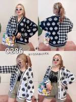 286.C เสื้อคลุมโอเวอร์ไซส์ เสื้อไหมพรม เสื้อไหมพรมหน้ายิ้ม