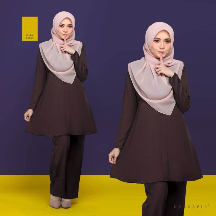 Baju + seluar muslimah AURORA SUIT by Nursafia | Lazada