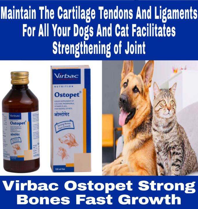 Virbac Ostopet Calcium Bone Health Supplement For Dogs & Cats 150 Ml