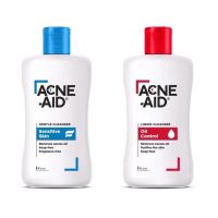 ACNE-AID LIQUID CLEANSER แอคเน่-เอด ลิควิด คลีนเซอร์ คลีนเซอร์สำหรับปัญหาสิว เหมาะสำหรับผิวมัน สิวอุดตัน 100 มล.และสีฟ้า สูตรอ่อนโยน