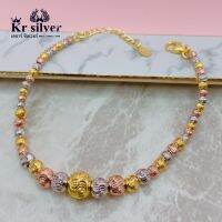 Kr silver | สร้อยข้อมือเงินแท้ (อิตาลี) สามกษัตริย์ เม็ดกลม ลายจีบ (ตัวเรือนเงินแท้ทั้งเส้น (ชุบทอง)(ชุบนาก)) ยาว 6.5-7.5 นิ้ว(ปรับสั้นยาวได้)