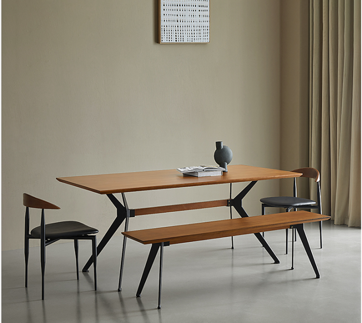 Nordic Imported Ash Wood Dining Table Bench Set Minimalist Industrial