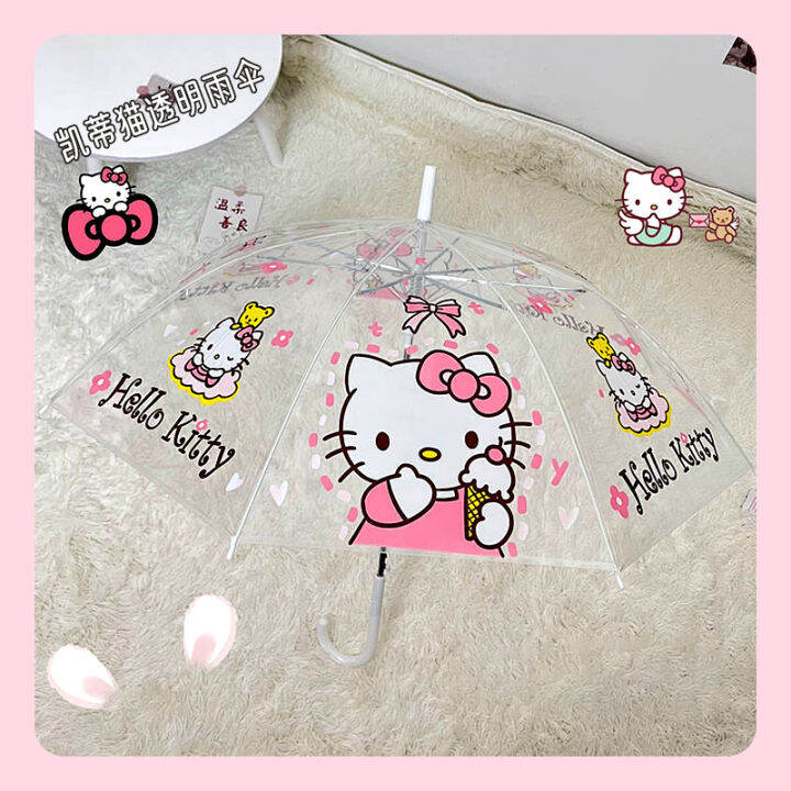 Hellokitty Transparent Umbrella Long Handle Hello Kitty Children Long ...