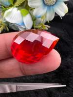 เพชร CZ รัสเซีย พลอย 31 กะรัต 1 เม็ด ตัดสำเร็จ เนื้อแข็ง CUBIC ZIRCONIA RUBY RED ORANGE COLOR(ความยาว xความกว้าง) 22x17 มิล