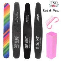 Rosalind  6pcs/Set Nail Files Brush Durable Buffing ชุดตกแต่งเล็บ 6 ชิ้น