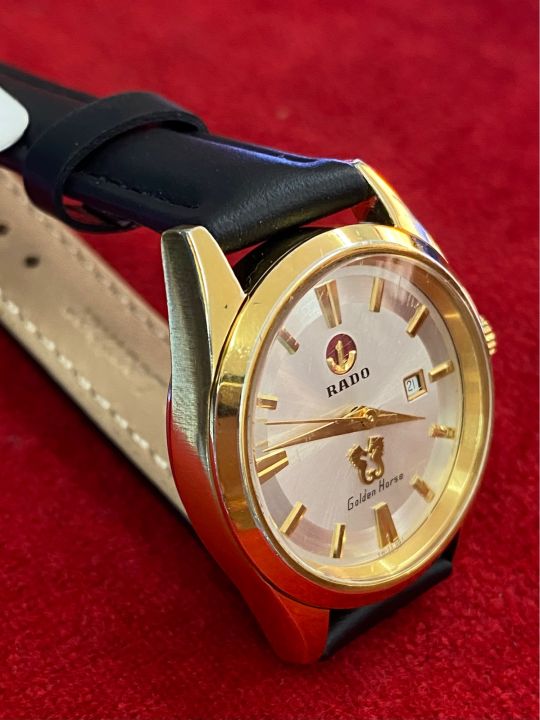 rado-ม้าทอง-25jewels-golden-horse-automatic-ตัวเรือนทองชุบ-20-microns-บอยไซร์-นาฬิกาใส่ได้ทั้งชายและหญิง-มือสองของแท้