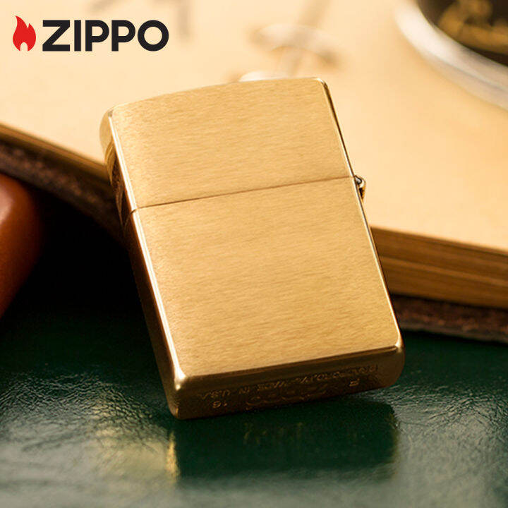 Zippo Solid Brass Windproof Pocket Lighter Zippo 204（ Lighter Without Fuel Inside ) ทองเหลือง
