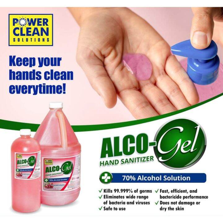 Powerclean Alcogel Hand Sanitizer 70% alcohol solution 1L/1 gallon ...