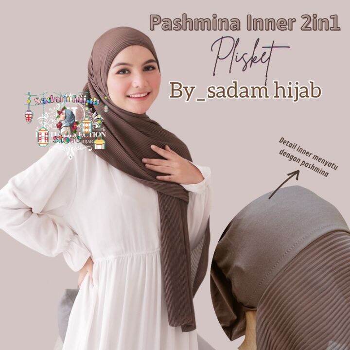 pashmina iner full plisket terbuat dari bahan Seruty baby dooll yg