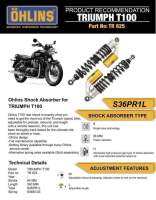 โช๊คหลัง OHLINS TR625 สำหรับ TRIUMPH BONNEVILLE T100/Mag wheel/SE/New Church ถึงปี 2015