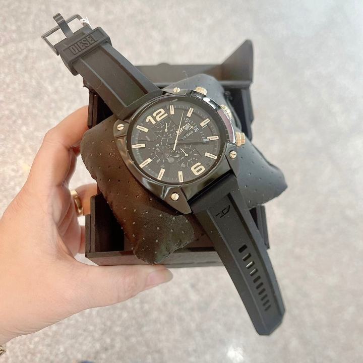 นาฬิกาข้อมือผู้ชาย-diesel-overflow-chronograph-black-silicone-watch-dz4615-ขนาด-49-มม