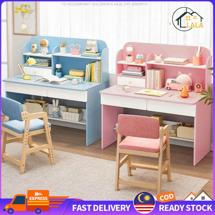 LALA 100/120CM Kid Student Study Desk With Book Shelf Computer Table