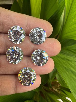 เพชร CZ รัสเซีย 6A Cubic Zirconia (ขนาด9.50mm- มม 2 pcs 2 เม็ด). WHITE ***PREMIUM CUT*** 6A ยอดเยี่ยม เครื่องตัด คิวบิก เซอร์โคเนีย เพชรรัสเซีย รูปกลม สีขาว