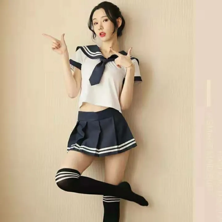 Slutty Japanese Schoolgirl Porn - Sexy Lingerie Cosplay Costume Kawaii Japanese Schoolgirl Uniform Miniskirt  Pleated Skirt Set | Lazada PH