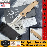 มีด Buck841 Sprint Pro Flipper Knife 3.125" S30V Stainless Steel Drop Point, Natural Canvas Micarta Handles MADE IN USA