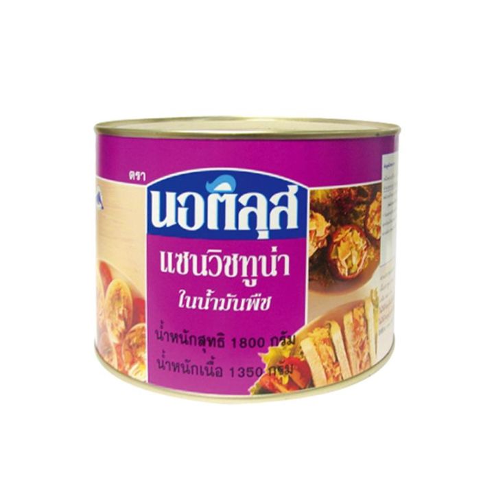 Nautilus Tuna Sandwich in Vegetabel Oil นอติลุส ทูน่าแซนวิชในน้ำมันพืช 1800 กรัม x 1 กระป๋อง