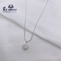 Kr silver | สร้อยคอเงินแท้ พร้อมจี้เงินแท้ หัวใจฝังพลอย (ขนาดสร้อยคอ 1.6 มิล) (ยาว 16 นิ้ว, 18 นิ้ว)