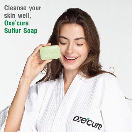 ลดสิว-oxe-cure-sulfur-soap-สบู่สำหรับผิวเป็นสิว-ใช้ได้ทั้หน้าและตัว-บำรุงผิวลดรอยสิว-ป้องกันการเกิดสิวซ้ำ-ลดการเกิดสิว