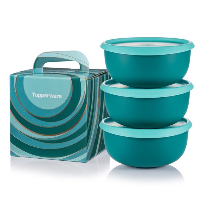 Tupperware Blossom Bowl (3) 1.3L กล่องทัพเพอร์แบบกลม ชุดละ 3 ใบ มีฝาปิดแน่นสนิท ลมไม่เข้า อาหารไม่หยดซึม