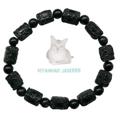 กำไลข้อมือหยก Jadeite Type A แกะสลักจากหยกแท้ Jadeite Type A ( พร้อมใบเซอร์รับรอง)