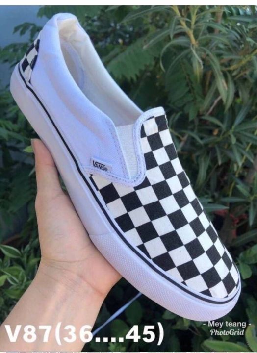 รองเท้าผ้าใบvans-slipon-รองเท้าสวยๆลายตาราง