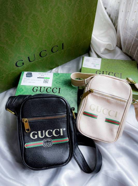 กระเป๋าgucci-print-messenger-bagกระเป๋าหนังแท้ซิปใช้ได้ทั้งสองช่อง-สะพายข้างงานพร้อมกล่องเขียวหนังpuอย่างดีซิปปั๊ม-งานสวยกุชชี่คือปังตลอดๆ