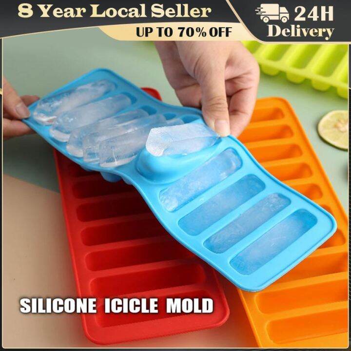 10 Holes Thin Ice Cube Tray Silicone Forms Long Strip Finger